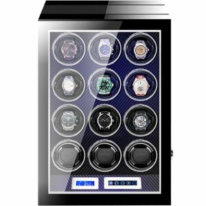 Vedere frontală a iUni Luxus Watch Winder pentru 12 ceasuri - Cutiii ceasuri si cutii intors ceas automatic
