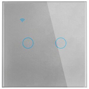 iUni 2F smart touch switch, Wi-Fi, Tempered Glass, LED, Silver