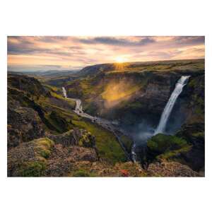 Haifoss waterfall, Iceland, sunset, landscape, nature, Ravensburger puzzle - Ravensburger Puzzle