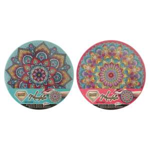 Grafix Pictura cu diamante Mandala Pânză 30 cm Rotund 2 pachete, două modele diferite, unul cu fundal albastru și unul cu fundal roșu - Grafix