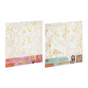 Set de pictură după numere pentru copii, Besties, două modele, 30x30 cm, fete, aur, sclipici, pânză - Grafix