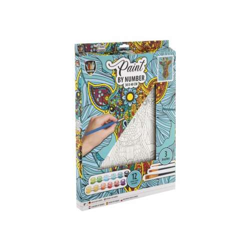 Sada na maľovanie podľa čísel, žirafa, 30x40 cm, 12 farieb, značky Crown, predná strana krabice