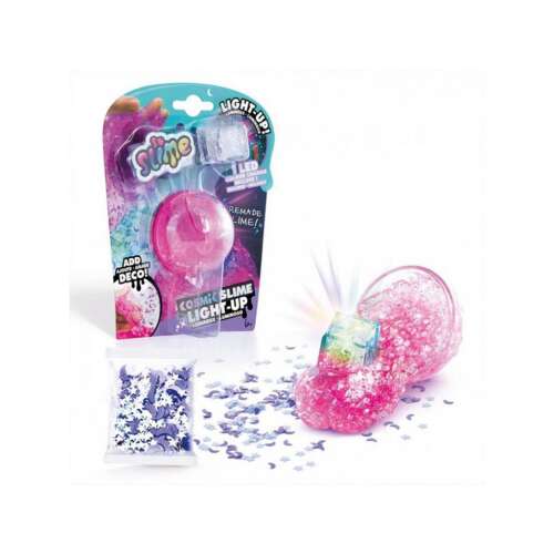 So Slime Slime Cosmic Light-Up, Slime cu schimbare de culoare LED cu sclipici, include decorațiuni