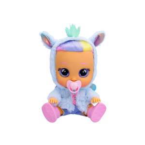 Păpușa Cry Babies Dressy Jenna, care plânge, costum de unicorn, albastru și roz, așezată, suzetă - Baba