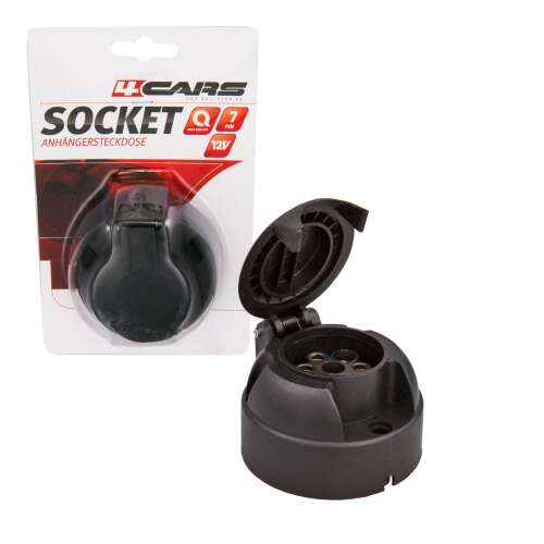 4Cars 7-pin trailer socket, black, 12V
