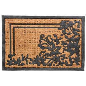 Floral design coir doormat, 40x60 cm, non-slip backing - Doormat