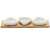 Serving set with 3 ceramic bowls and bamboo tray, perfect for snacks and appetizers