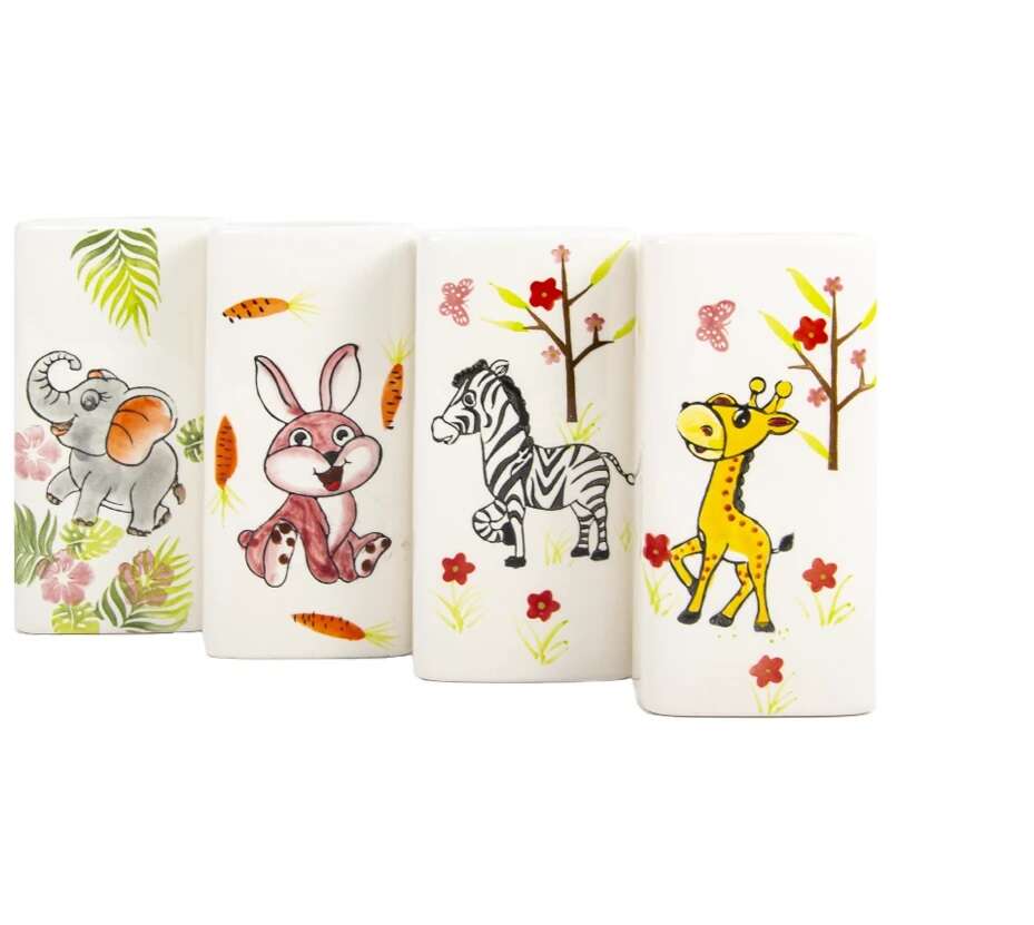 Aranyos állat mintás kerámia légnedvesitő 4 darabos szett ( zsiráf, nyuszi, elefánt, zebra)