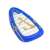 Bestway Nautical Paradise inflatable boat shaped pool float, side view, blue with gold anchor and rope design