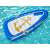 Bestway Nautical Paradise inflatable boat shaped pool float, in the water, blue with gold anchor and rope design