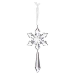 Christbaumschmuck, Typ Schneeflocke, 13 x 6 cm, mit Schnur, transparent