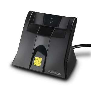 Axagon CRE-SM4N USB Smart card StandReader, cititor de carduri inteligente negru cu cablu USB, pentru citirea cardurilor inteligente, cardurilor de identitate și a altor carduri - Card reader