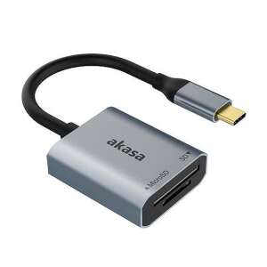 Akasa USB 3.2 Type-C kettős kártyaolvasó, szürke, AK-CR-10BK - Kártyaolvasó