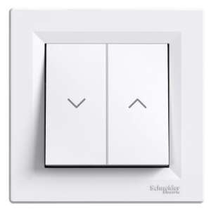Schneider Electric Asfora white roller shutter switch with up and down buttons - Schneider Light Switch