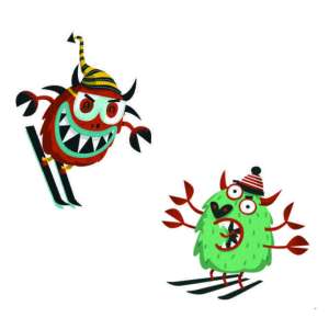 Stickere Djeco Monster, exemplu de stickere, doi monștri la schi - Sonerii