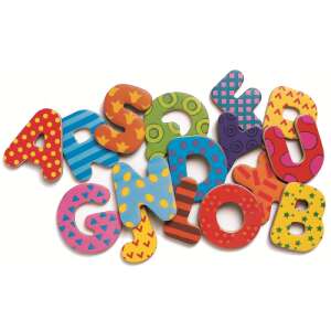 Djeco Magnetic's 38 big letters, colorful wooden magnetic letters for kids, alphabet learning toy - Developmental Toy for Preschooler