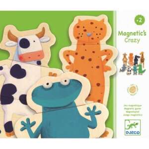 Djeco Magnetic's Crazy - Puzzle magnetic cu animale pentru copii, cu vacă, broască și leopard - Puzzle pentru copii