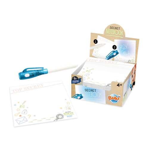 Buki Secret Notebook, 300 sticky notes and a pen with invisible ink, for kids 4 years and older