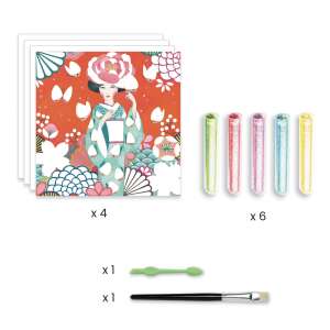 Djeco Daydream Creative Glitter Workshop with 4 pre-glued boards, 6 glitter tubes, tool and brush - Djeco Creative Toy