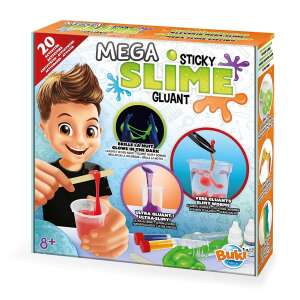 Mega Sticky Slime Gluant de la Buki, set de slime pentru copii, 20 de activități, slime care strălucește în întuneric, slime ultra lipicios, viermi slime - Slime