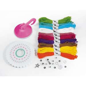 Friendship bracelet making kit with colorful threads, beads, charms, and a loom - Jewelry Making Kit