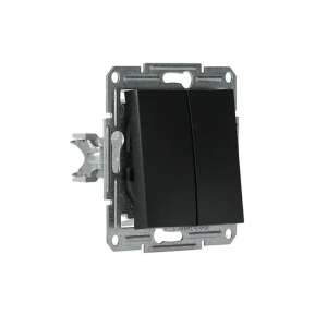 Angled view of Schneider Asfora anthracite double light switch - Schneider Light Switch