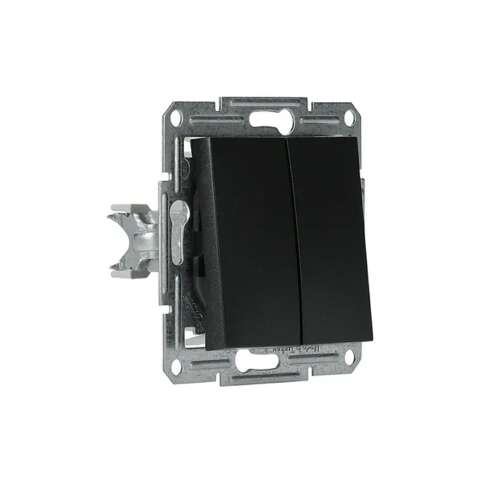 Angled view of Schneider Asfora anthracite double light switch