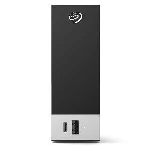 Seagate One Touch Hub 10TB external hard drive, black, front view, showing ports - Seagate External Hard Drife