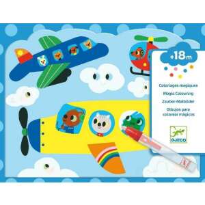 Djeco Magic Colouring Book, Airplane Theme, Water Reveal Coloring Book, Kids Activity Book - Activity Book, Coloring