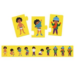 Djeco I'm Dressing Up puzzle, 10 pieces, for kids 3 years and older, shows a boy getting dressed in different steps - Baby Puzzle
