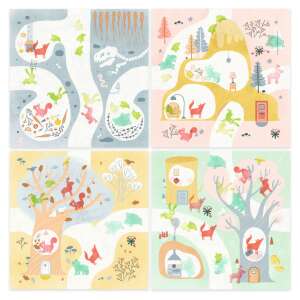 Djeco Joc Creativ cu Ștampile - Animale din Pădure - 4 table ilustrate cu scene din pădure, 7 ștampile, 3 tampoane de cerneală și o broșură pas cu pas - Djeco Jocuri si jucarii creative