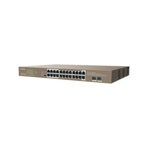 IP-COM G1126P-24-410W 24-portowy Gigabit Ethernet Niezarządzalny Przełącznik PoE Widok z przodu - Przełącznik