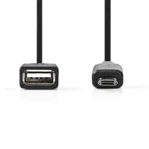 Nedis USB 2.0 OTG cable, Micro B male to USB A female, black, 20cm - Nedis