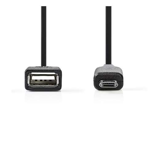 Nedis USB 2.0 OTG cable, Micro B male to USB A female, black, 20cm