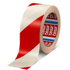 Tesa 60760-92 red and white warning tape, 33m x 50mm - Work Safety