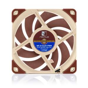 Ventilator Noctua NF-A12x25 PWM 12cm, culoare maro și bej, vedere din față - Ventilator de PC