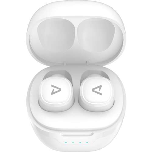 LAMAX Dots2 TWS Bluetooth earbuds in white charging case