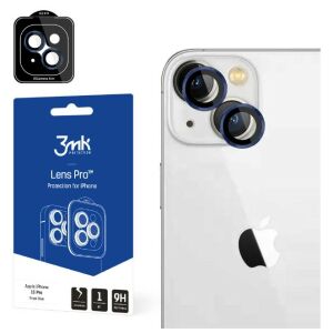 3MK Lens Pro iPhone 15 Pro protecție lentilă cameră, ramă albastră, instalată pe iPhone - 3MK Folii protecție
