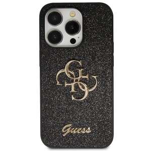 Guess iPhone 13 Pro Max black glitter case with gold logo - Guess