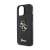 Guess iPhone 13 Pro Max black glitter case with gold 4G logo angled view