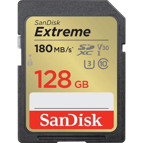 SanDisk Extreme 128GB SDXC UHS-I Speicherkarte, 180MB/s Lesegeschwindigkeit