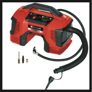 Einhell PRESSITO 18/21 cordless air compressor, red, with hose and nozzle attachments - Compressor