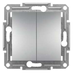 Schneider Asfora EPH0300161 aluminum triple light switch, front view - Schneider Light Switch