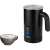 Spieniacz do mleka ECG NM 119 czarny, widok z przodu, z filiżanką pianki mlecznej