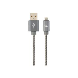 Gembird USB-Stecker - Lightning-Stecker Premium Spiralmetall 2 m Metallic-Grau 133735138 - Lightning-Kabel