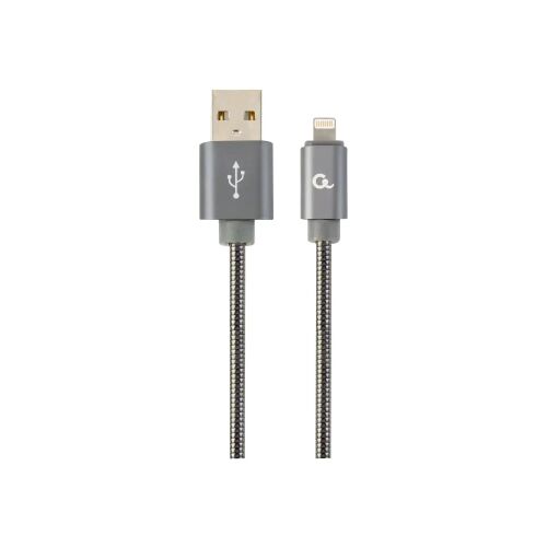 Gembird USB-Stecker - Lightning-Stecker Premium Spiralmetall 2 m Metallic-Grau 133735138