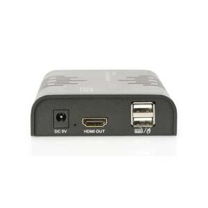 Spatele receptorului Digitus DS-55202 HDMI, USB Extender cu ieșire HDMI, porturi USB și intrare de alimentare - Hub-uri HDMI