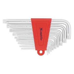 Matrix 9 darabos Torx kulcskészlet, T10-T50, L alakú, króm-vanádium, piros tartóval - Mtx