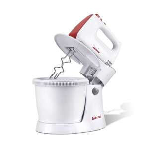 Girmi SB82 TÁLAS MIXER, white stand mixer with red accents, 3 liter bowl, 5 speed settings, turbo function, stainless steel beaters and dough hooks - Hand Mixer