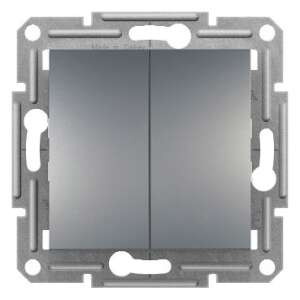 Schneider Asfora triple light switch, steel, front view - Schneider Light Switch
